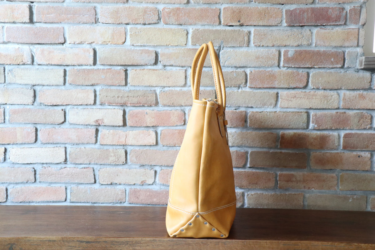 Leather Tote: Yellow Gold